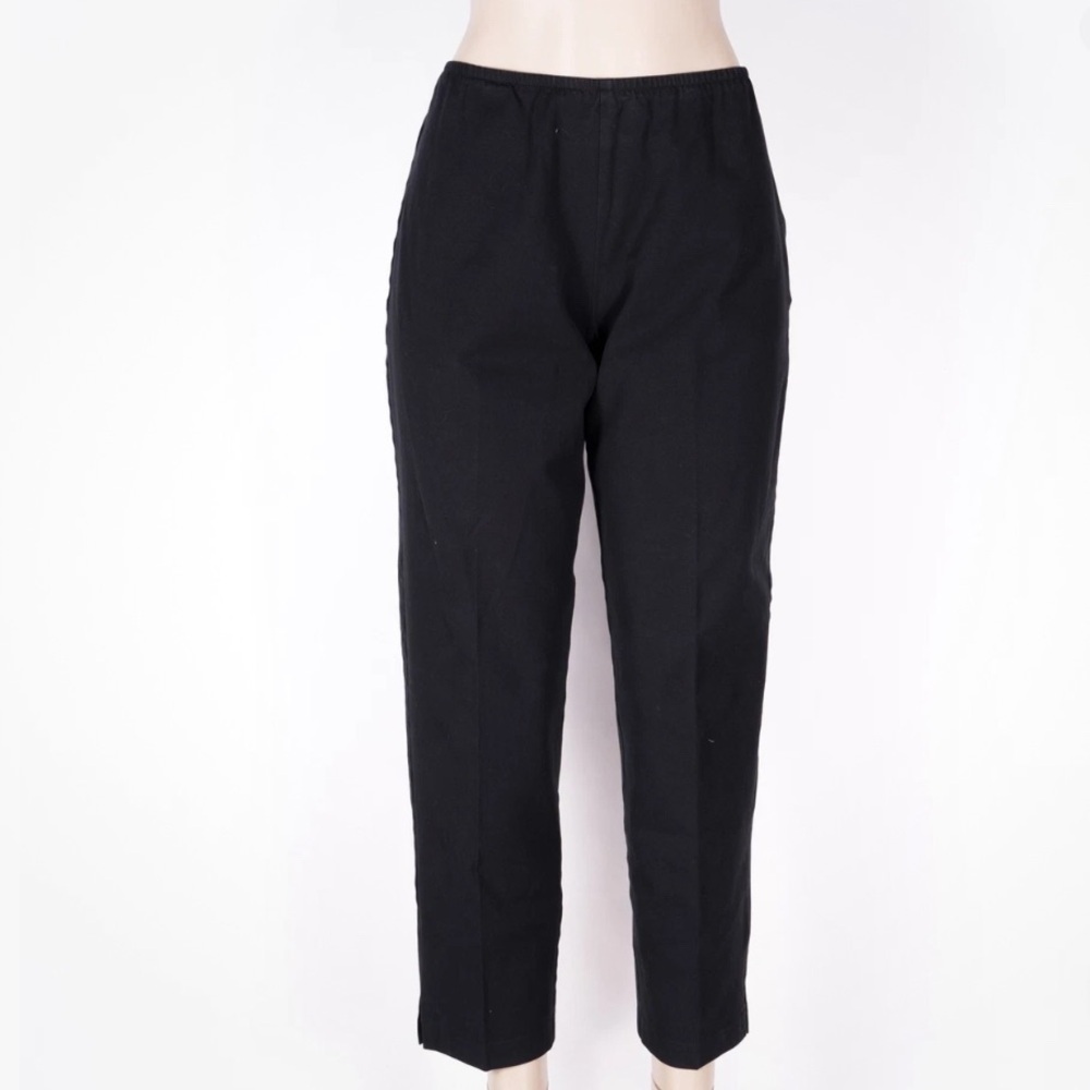 Eileen Fisher Stretch Cotton Pants Side Zipper Straight Crop Small